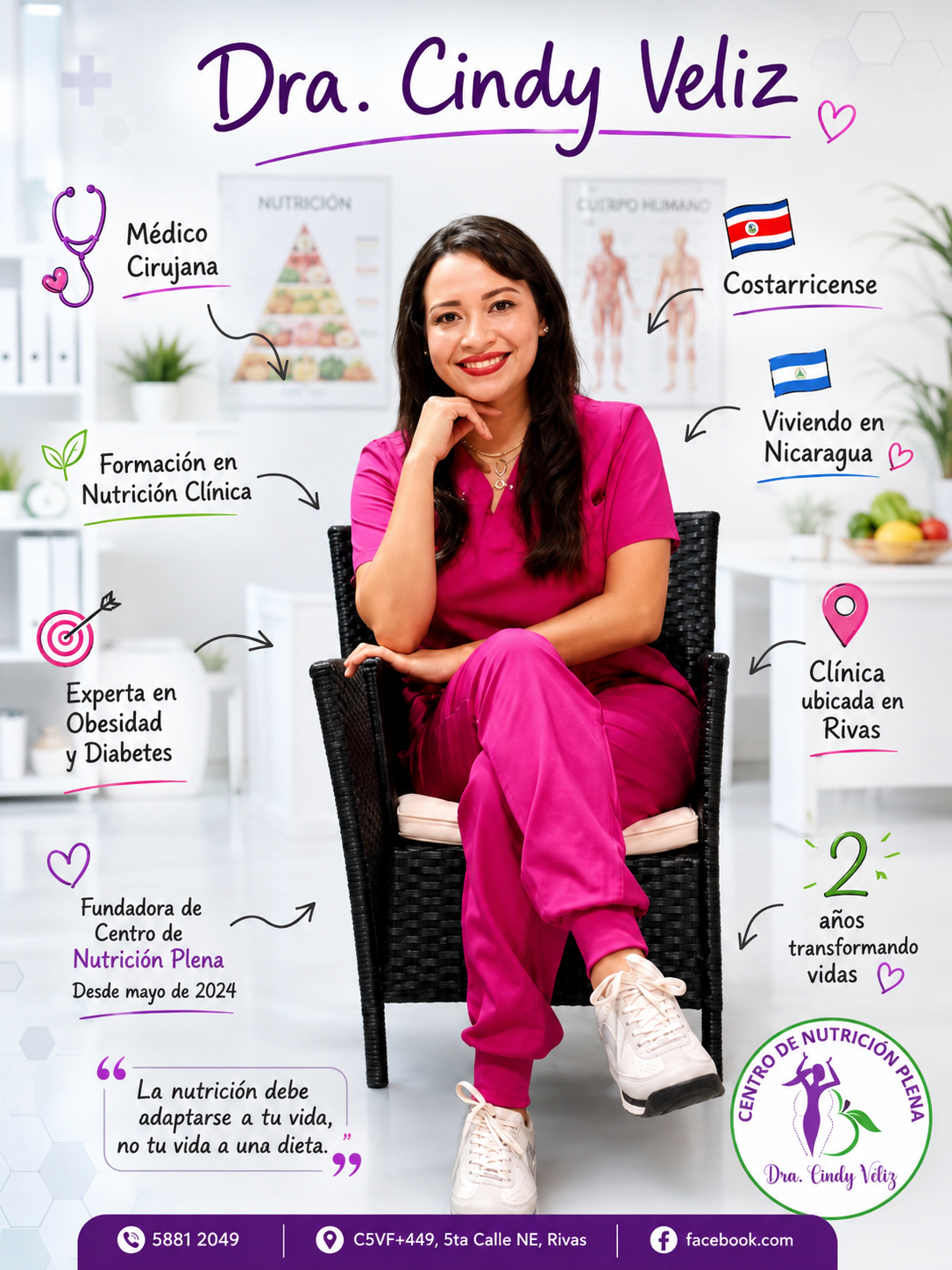 Dra. Cindy Veliz - Médico Cirujana, Nutrición Clínica, Fundadora de Centro de Nutrición Plena en Rivas